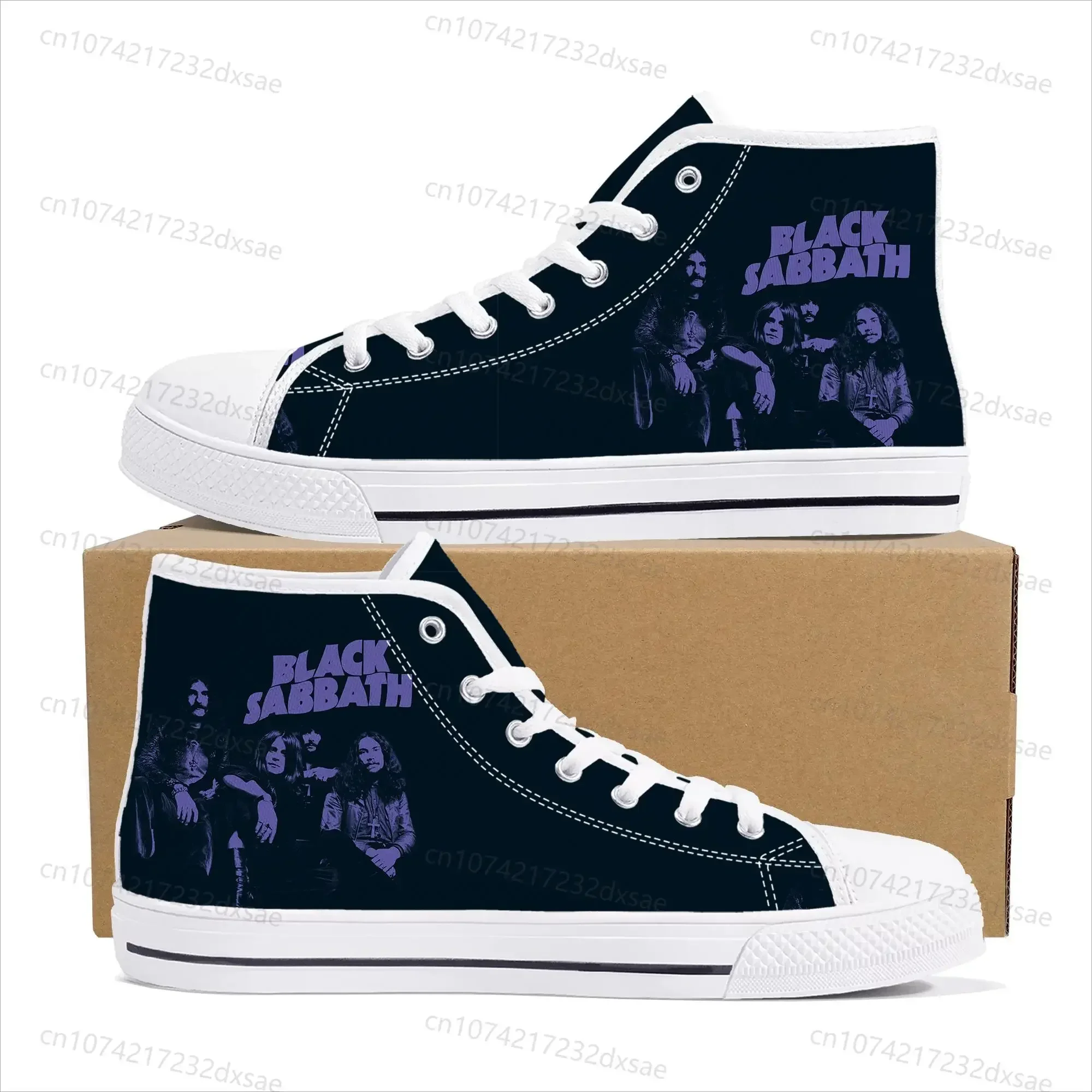 Black Heavy Metal Band Sabbath High Top High Quality Sneakers Men Women Teenager Canvas Sneaker Casual Couple Shoes Custom Shoes