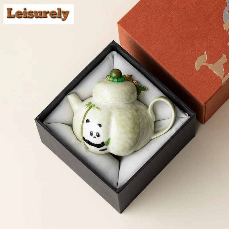 150ml Hand-painted Panda Pumpkin Teapot Luxury Tea Infuser Pot Tea Making Kettle With Strainer For Tea Accessories Ornaments