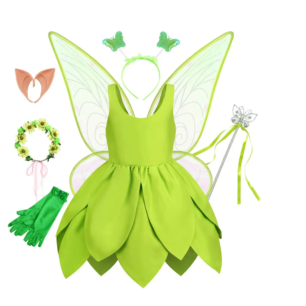 Halloween Cosplay Neonate Party Christmas Fairy Flower Butterfly Wings Tinker Bell Dress Princess Tiana Tinkerbell Costume