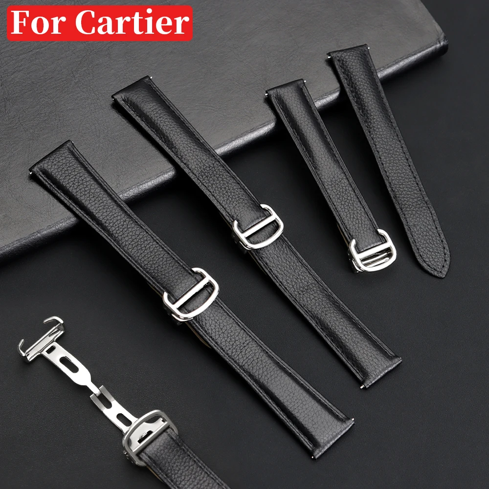 Luxurious Lychee Textured Leather Watch Strap with Folding Buckle - Elegant Cowhide Band