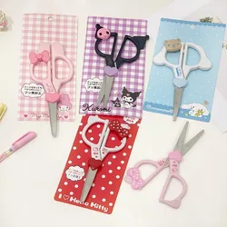 Kawaii Sanrio Hello Kitty My Melody Kuromi Children's Handmade Stainless Cutter with Cover Student Stationery Supplies Scissors