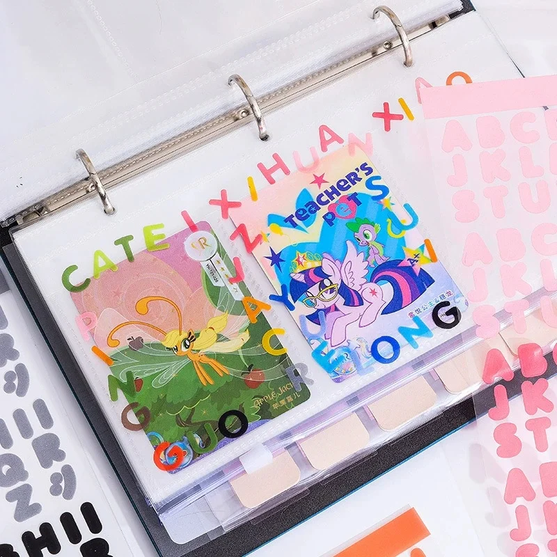 8장의 생생한 알파벳 PET 스티커, 저널링, 스크랩북킹 및 DIY 공예 용품을 위한 다채로운 영어 문자 데칼