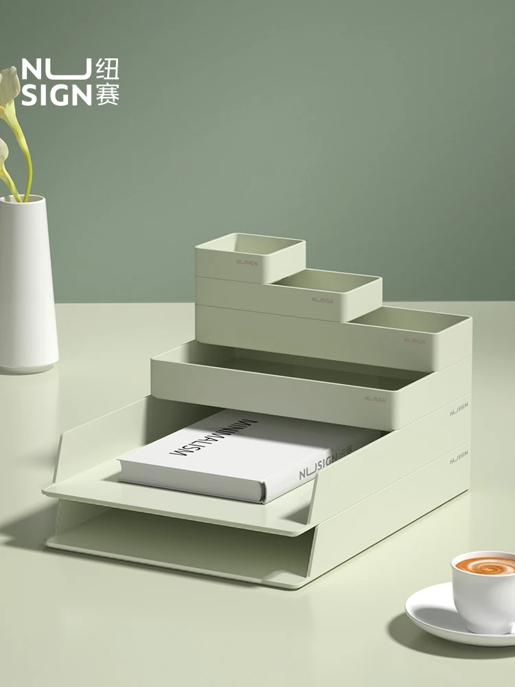 Deli NS001 Desk Organizer Set File Cabinet Documents Box Multi-storey Desktop Office Stationery Collection Set