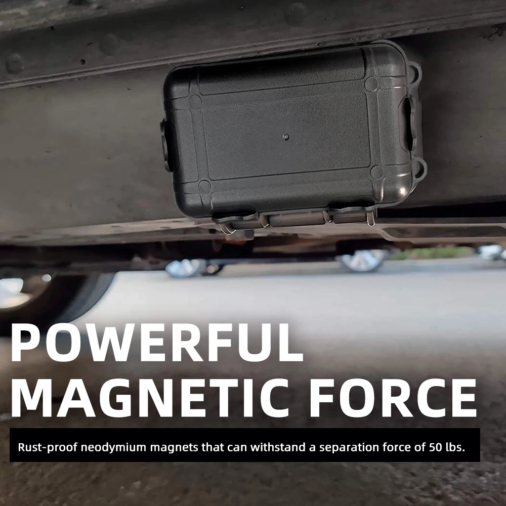 Magnetic Key Holder Under Car Hide Key Box with Strong Magnet Waterproof Magnetic Key Hider Rustproof Magnetic Storage Box 3