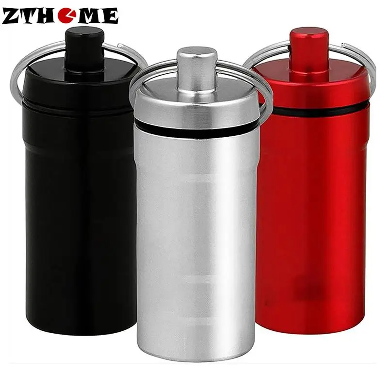 Small Keychain Pendant Aluminum Waterproof Pill Shaped Box Bottle