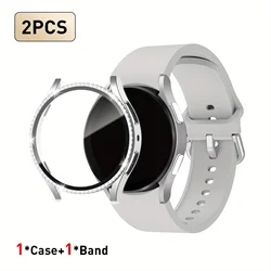Elegant Strap and Diamond - Accented Case for Smartwatches - Set of 2 (Gray)