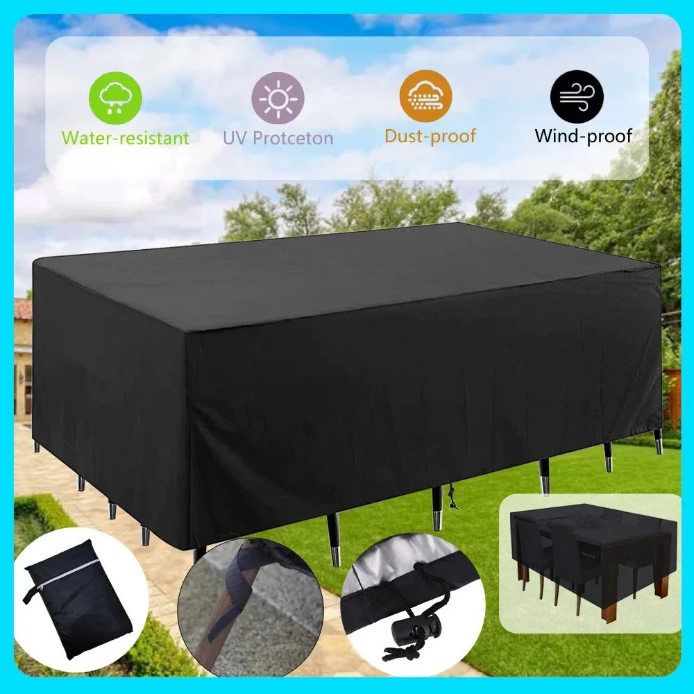 Patio Furniture Cover Real Outdoor Rain and Snow Chair Sofa Table and Chair Dust Cover for Garden Patio Furniture