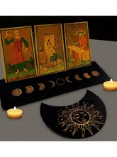  2/4pcs Wooden Card Stand for Tarot Moon Shape Rectangle Card Altar Stand Wood Display for Witch Divination Tools Decor  