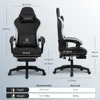 Gaming Chair, Computer Office Chair with Pocket Spring Cushion, Linkage Armrests and Footrest, High Back Ergonomic 3