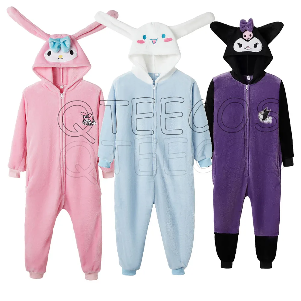 Melody Kuromi Kigurumi Onesies Cinnamorol Pajamas Cartoon Anime Jumpsuit Sleepwear Adult Homewear Christmas Halloween Cosplay