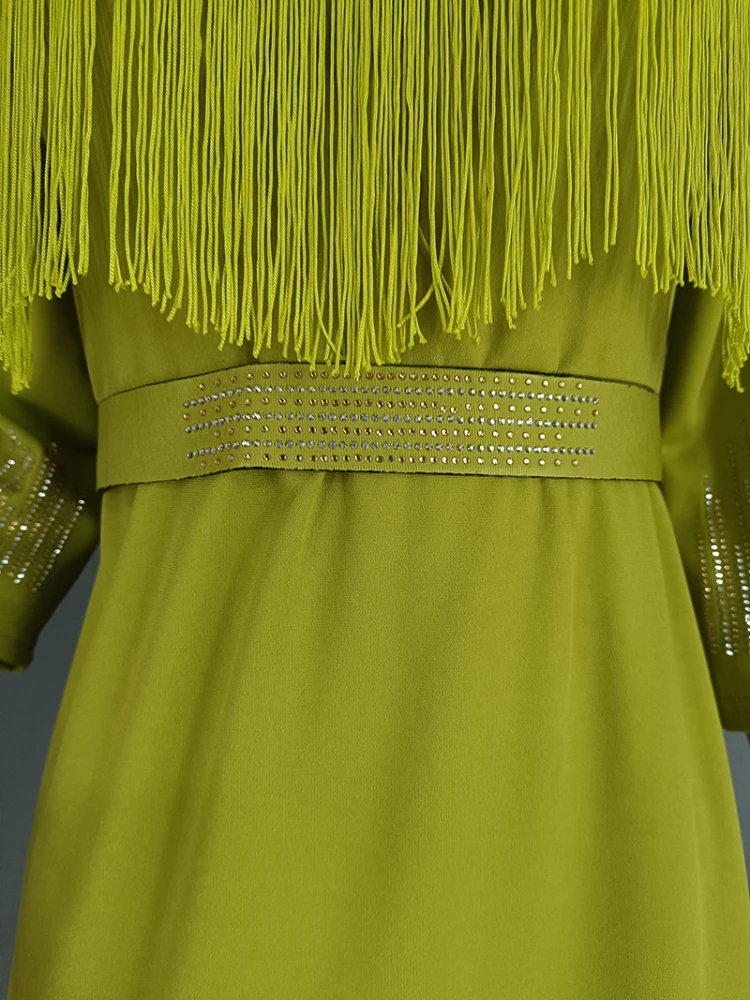 فستان متوسط الطول مرقع شبكي من الكريستال للنساء ،...