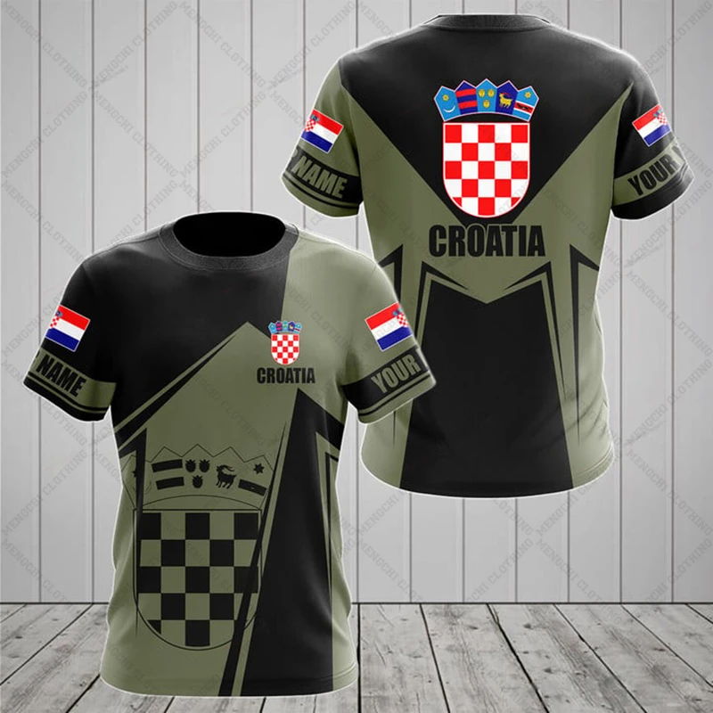 Personal Croatia Camouflage Tees Zomer Cool Jersey Heren Mode Losse Sportkleding T-Shirts Jongens Oversized Korte Mouw Tops