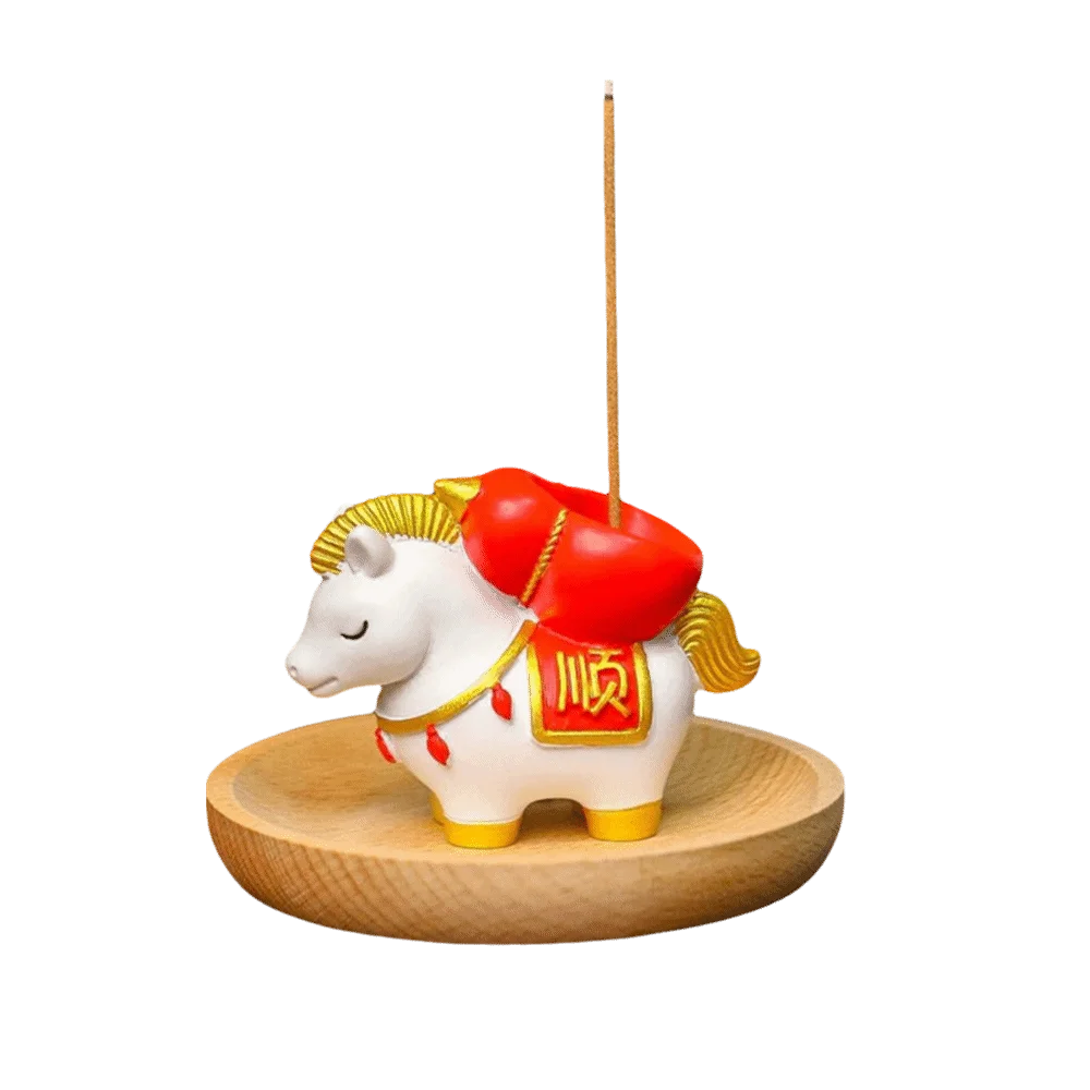 Creative Zodiac Pony Incense Burner Resin Horse Year Incense Stick Holder Pony Shape New Year Ornamental Cense Holder
