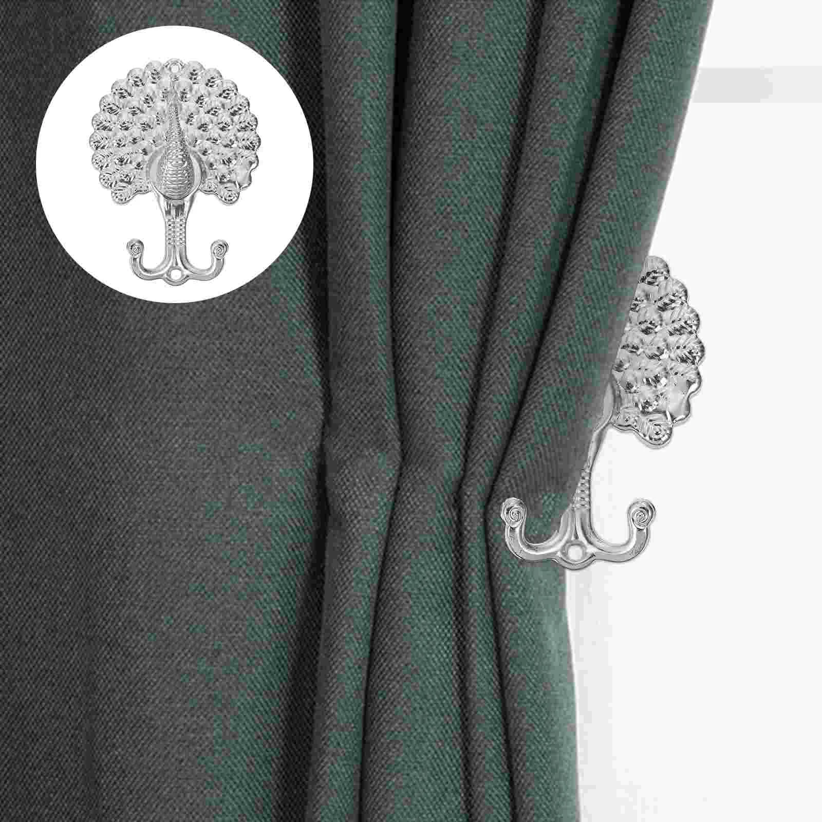 

Household Peacock Wall Hook Decoration for Bedroom Wrought Iron European Tieback