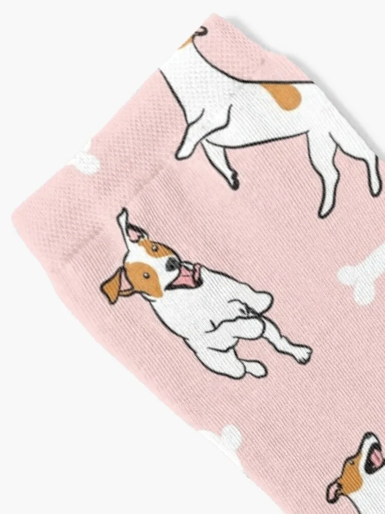 Playing Jack Russell Terrier - Pink Background Socks Christmas Socks Men Sports And Leisure