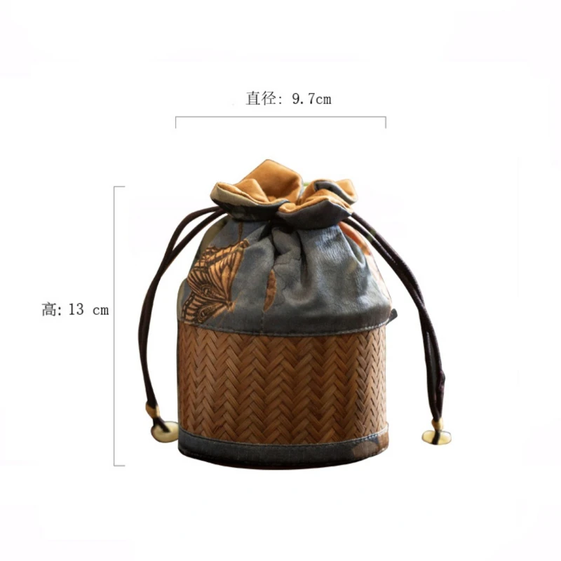 Tea Organizer Handmade Bamboo Teapot Bag Teacup Travel Portable Storage Bag tea storage bags