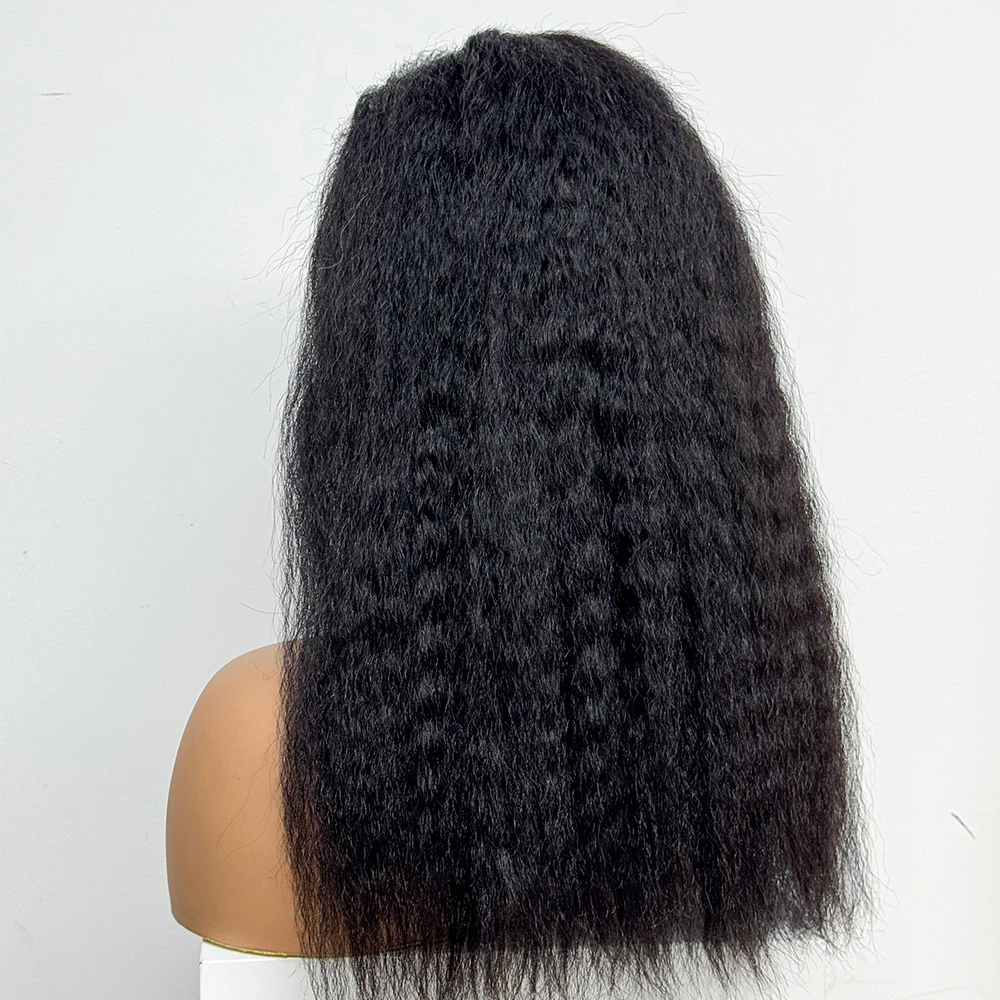 Kinky Straight Human Hair Wigs 13x4 Lace Front Wigs Brazilian Human Hair Yaki Straight Lace Frontal Wig 12-18inches For Women