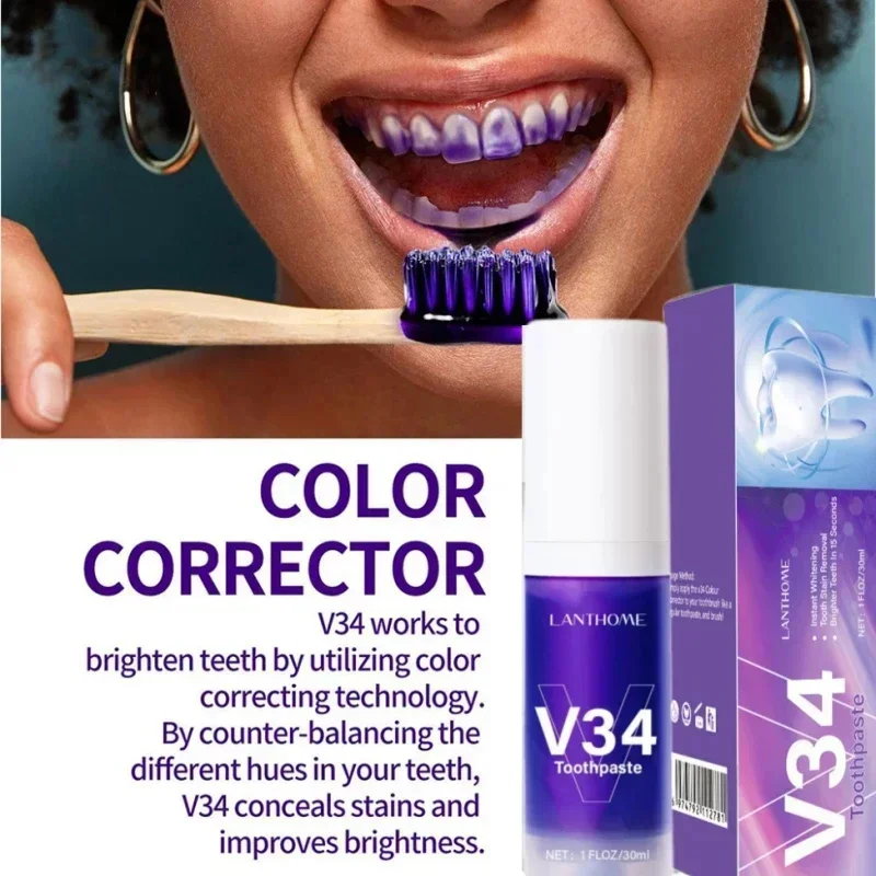 Teeth Whitening Gel Pen Color Corrector Toothpaste Plaque Stains Remover Oral Hygiene Cleaning Dental Tool Tooth Care Purple teeth whitening product teeth health product