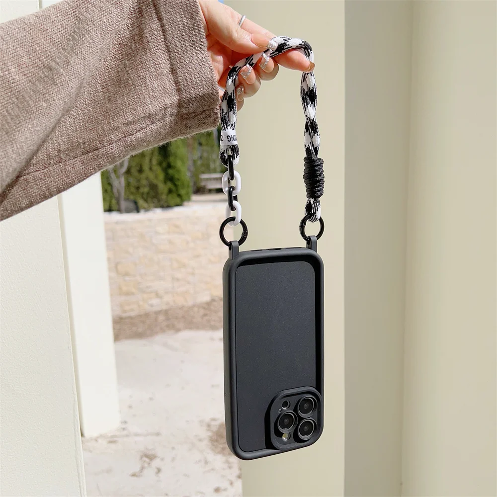 Vibrant Silicone Phone Case with Wrist Strap Lanyard – Protective Cover
