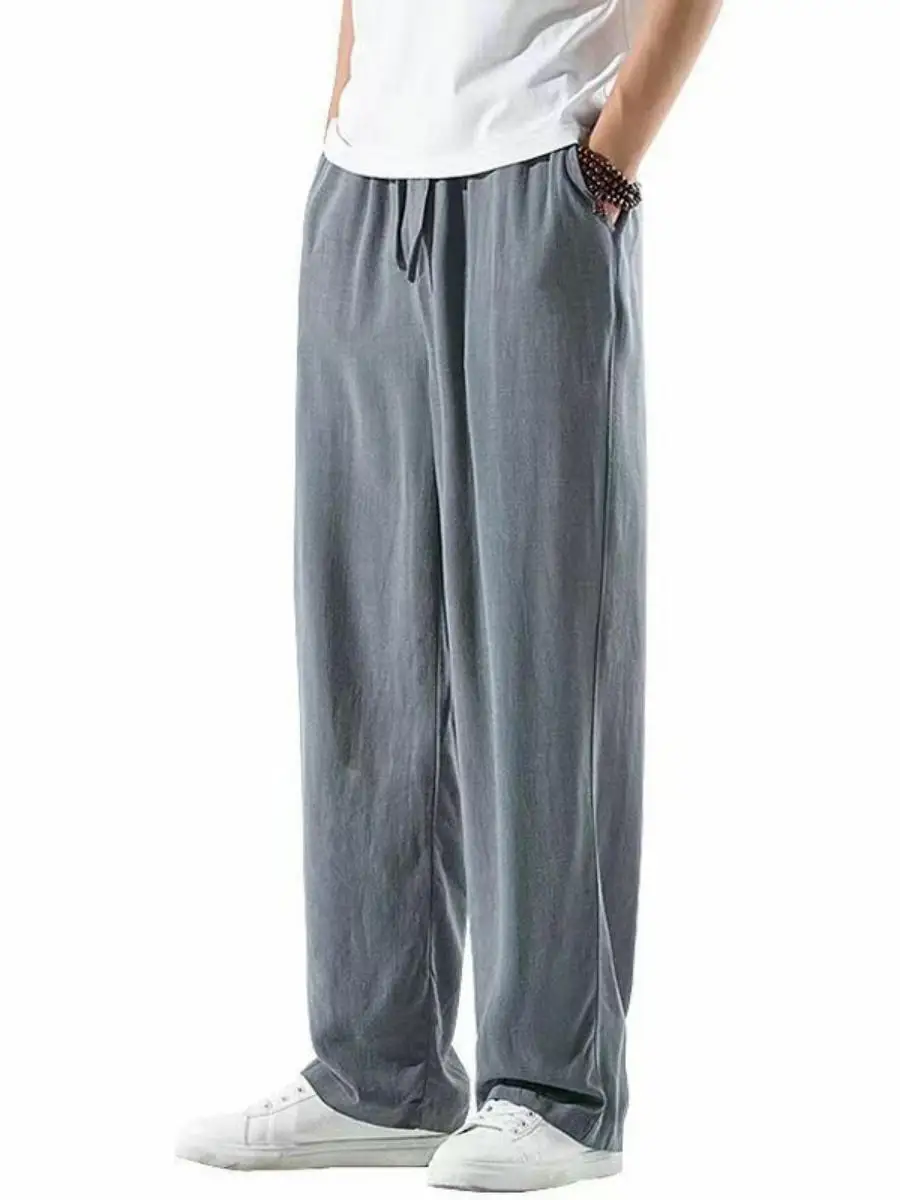 Summer Thin Cotton Linen Wide Leg Pants Chinese Sle Loose Straight Cut Trousers for Men And Women Yorktown Brand
