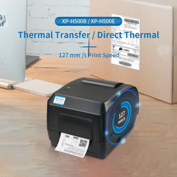 Xprinter XP-H500B/H500E 고성능 감열 라벨 프린터 4x6 듀얼 모터 기어 구동 디자인 감열 바코드 리본 프린터