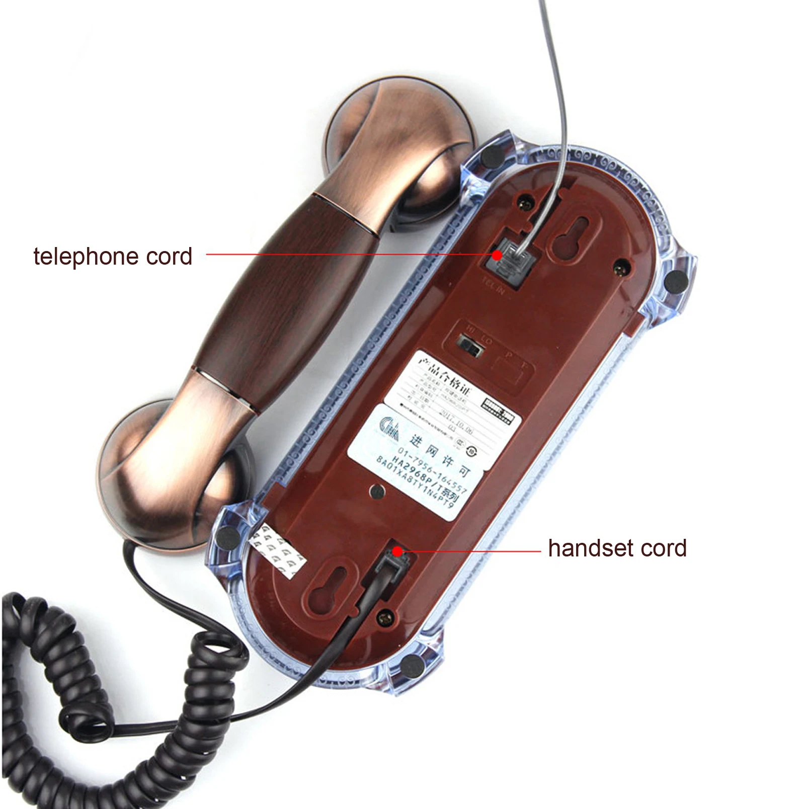 Description Picture 5 of itemSmall Size Trimline Corded Phone Antique Mini Retro Wall Mounted Telephone with Light, Old Fashion Classic Vintage Telephone