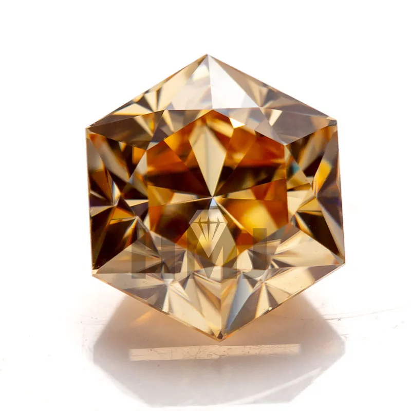 

Moissanite Stone Hexagon Cut VVS1 Champagne Color Loose Lab Grown Diamond with GRA Certificate Gemstones Wholesale