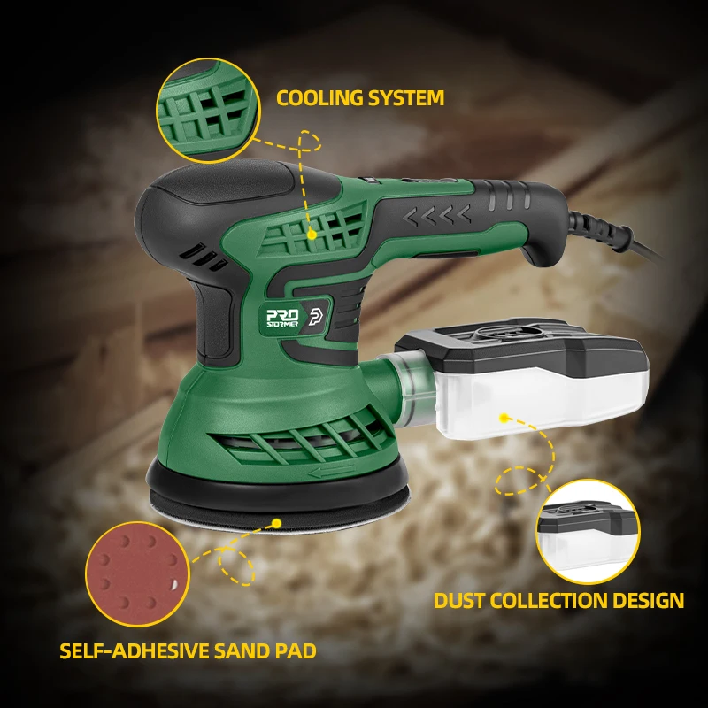 PROSTORMER 400W Electric Sander Machine with 7-Speed Transmission 125mm Sanding Pad Dust Collector And 21pcs Sandpapers Set 5