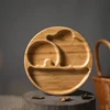 1pcs/3pcs Wooden Feeding Tableware Sets Baby Feeding Bowl Bamboo Non-slip Waterproof Fork Spoon for kids Baby Wooden Plate 4