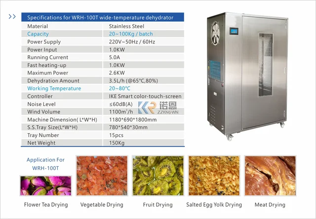 Wrh-100t Commercial Used Heat Pump Small Scale Fruit Vegetable