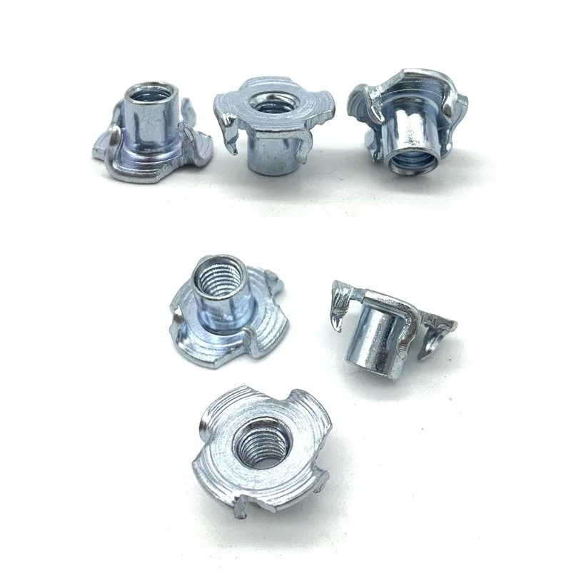 2/10/20pcs M4 M5 M6 M8 M10 M12 High Quality Thicken Steel Four Claws Speaker Nut Blind Pronged Insert Tee T Nut Furniture Nut