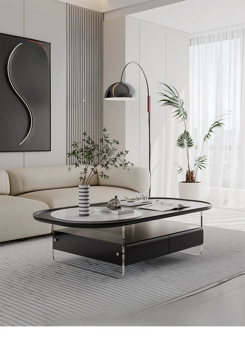 

Современный минималистичный черный прямоугольный журнальный столик для домашнего хранения, маленький кофейный столик с поверхностью для выпечки