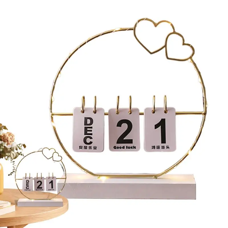 

Desk Calendar Decoration Reusable Iron Frame Calendar Ornament Tabletop Perpetual Calendar Metal Desk Calendar For Office