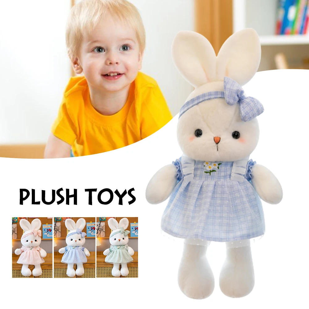 Rabbit Doll Plush Toy Stuffed Animal Doll for Children Gift PP Cotton 3 Colors Dress Wear Plush