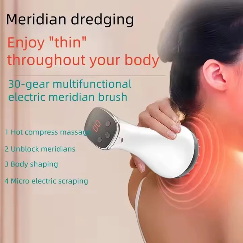 NEW Electric Meridian Brush Gua Sha Body Massager EMS Microcurrent Hot Compress Scraping Lymphatic Drainage Machine Fat Burner