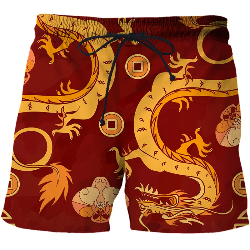 Dragon Totem Graphic Beach Shorts Pants Men y2k 3D Printing Surf Board Summer Hawaii Swimsuit Swim Trunks Cool Ice 2