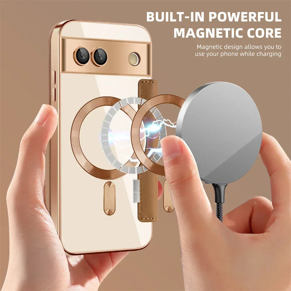 Magnetic Flip Wallet Case with Wireless Charging and Card Slot