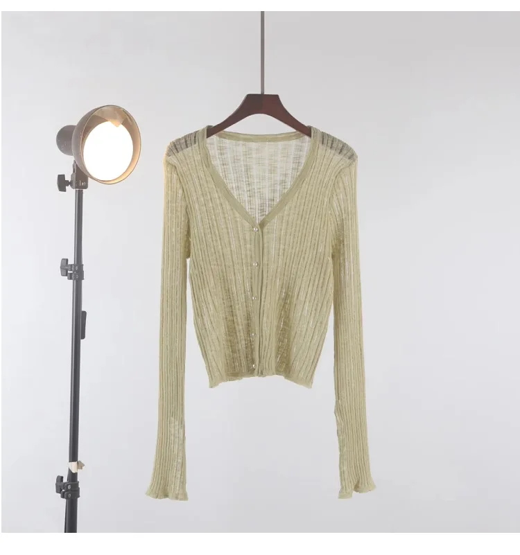 New M L Solid Sweater Women Knit Top Fashion Female Cardigan Thin Summer Spring Long Sleeve Adult Jacket Clothe Ladies Candy