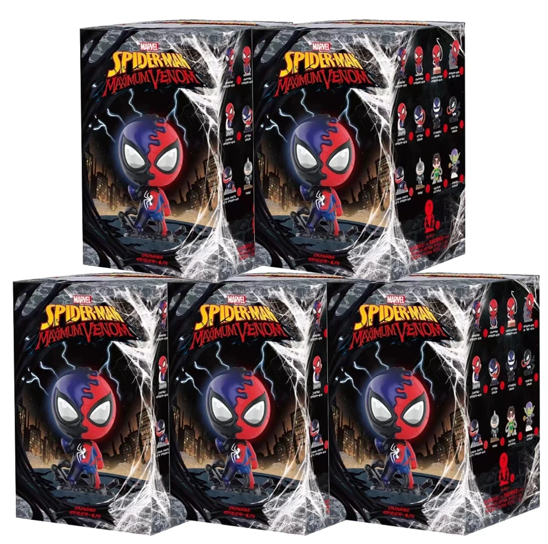 Marvel Small Spiderman Venom 3 Blind Box Q Version Figure Animation Periferiche Doll Mini Model Toy Ornaments Mystery Box Gift