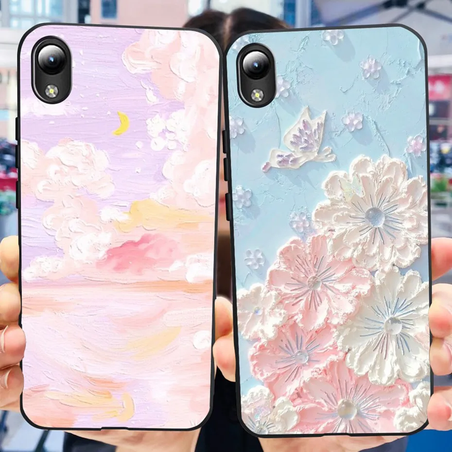 Lovely Printing Black Silicon Soft Back Cover Phone Case