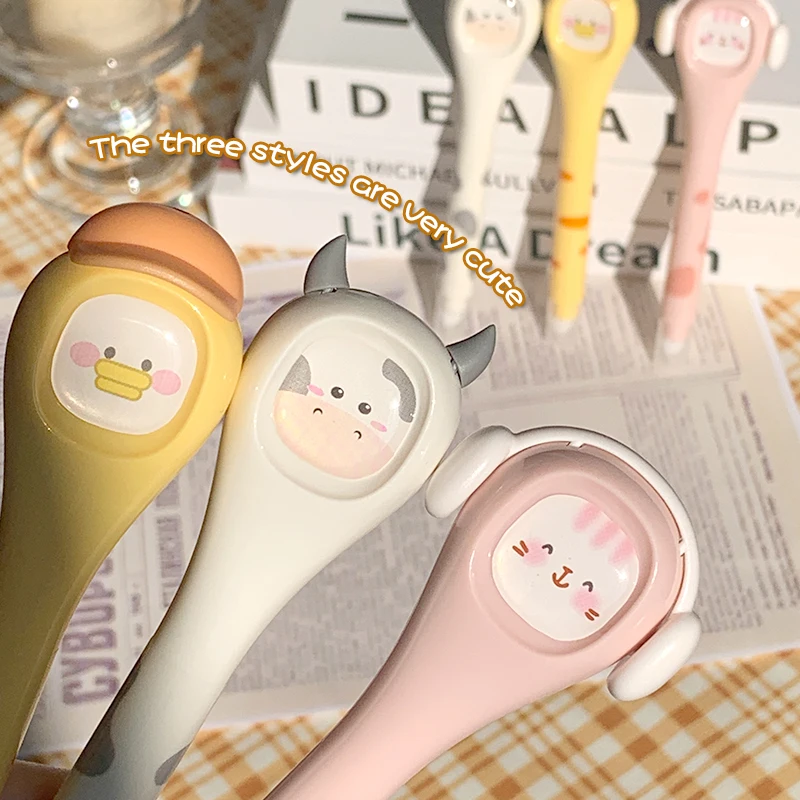 학생용 사랑스러운 음소거 소 오리 고양이 교정, 핸드 헬드 연필 스타일 변경, 대용량 부드러운 가을