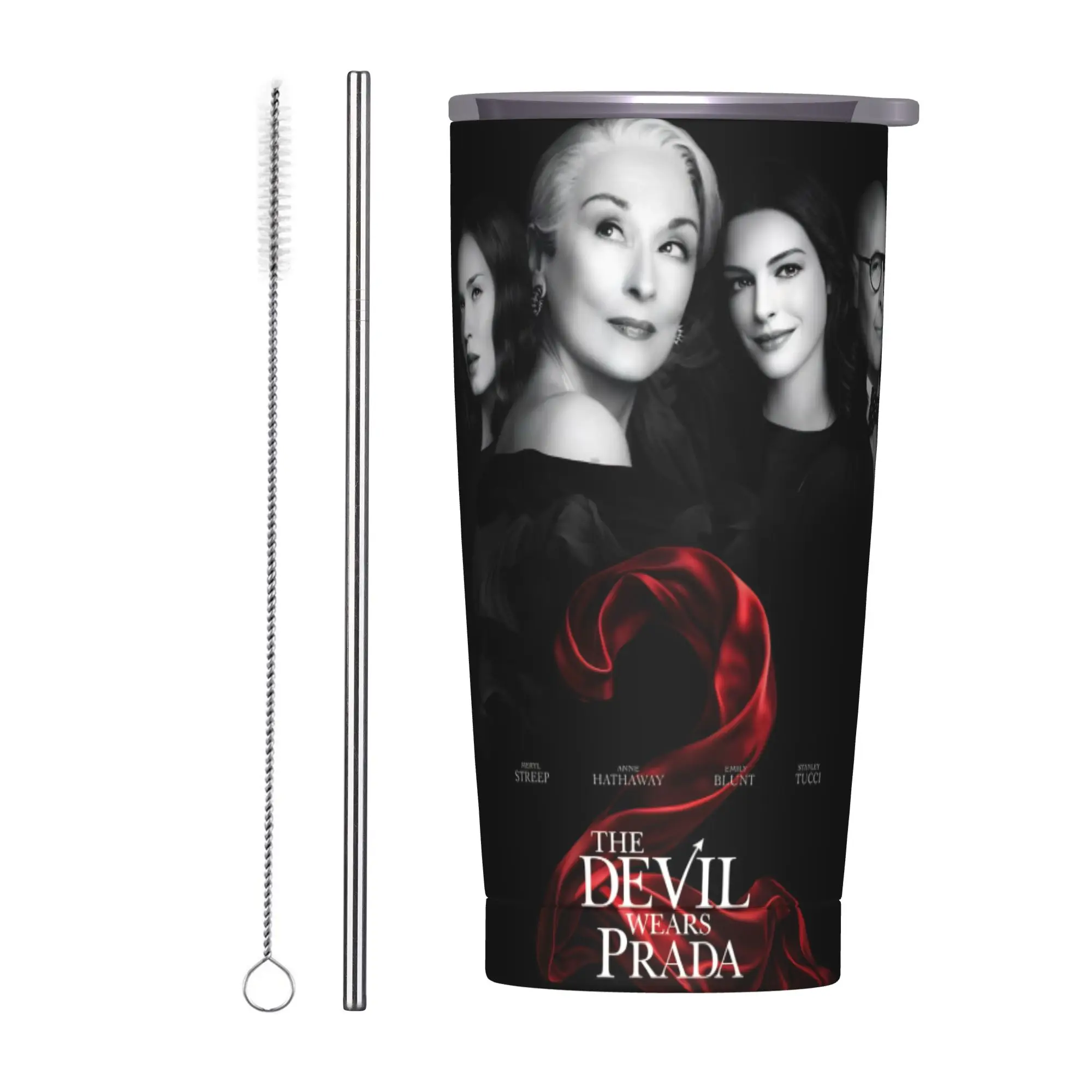 The Devil Wears Pradas 2 Moive Insulated Tumbler with Straws Stainless Steel Thermal Mug Office Home Car Bottle Cups 20oz