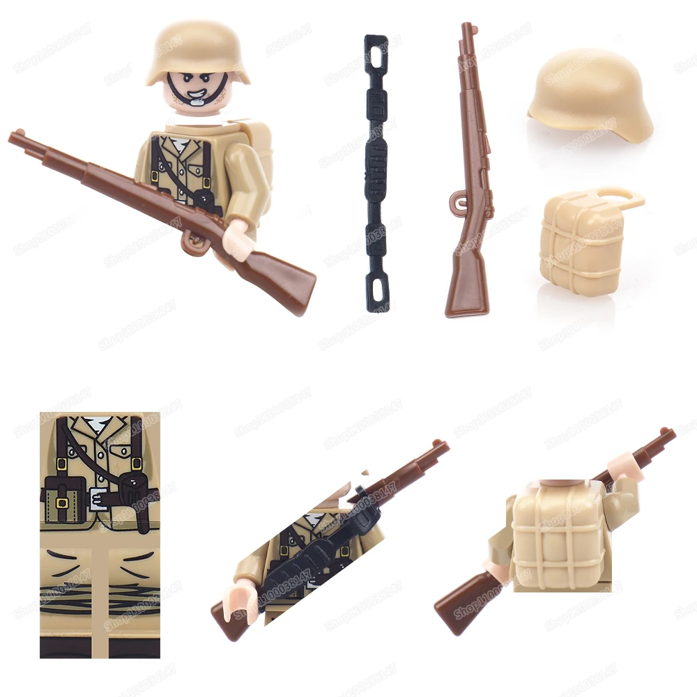 Military French Army WW2 Figures Warrior Soldier Building Block Moc Weapons Legion Equipment Guns Assemble Model Child Gift Toys