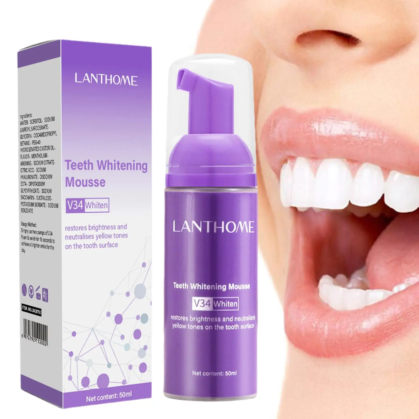 Teeth Whitening Mousse 50ML Remove Stains Fresh Breath Tooth Hygiene Foam Cleaning Oral N8P2