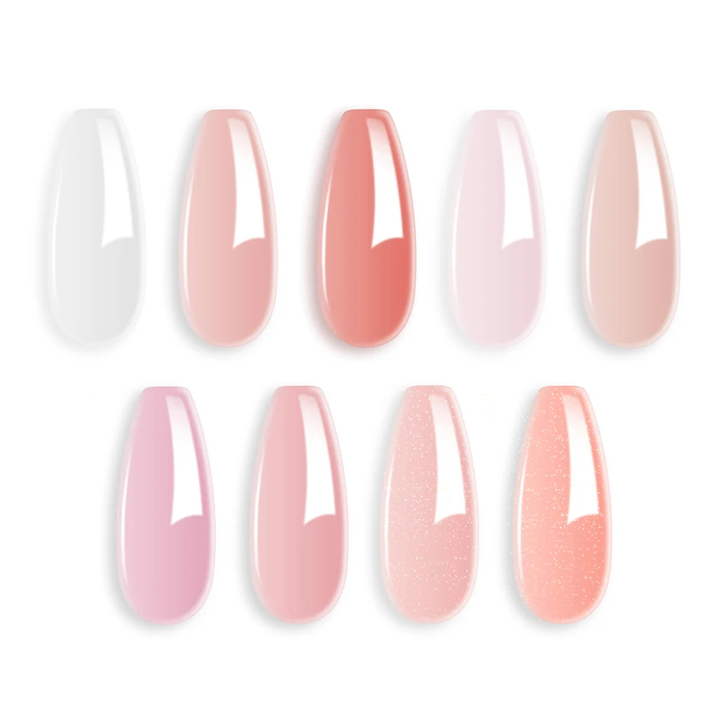 KODI JYJ Rubber Base Gel Jelly Semipermanent Sparkle Nail Base Coat 2 in 1 Natural Color Base Gel Polish Manicure Nude uv Gellac 3