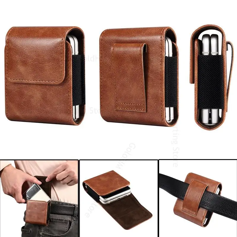 

For Motorola Razr 40 Ultra Leather Case Phone Pouch For Moto Razr 2023 gen 4 3 2 Belt Holster Flip Waist Bag For Razr 2022 Funda