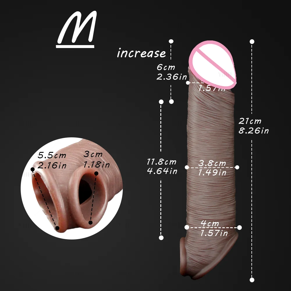 Man Penis Sleeve Enlargement Penis Extender Dick Ring Cock Sleeve Adult Sex Toys For Men Adult Products Reusable Condom For Men