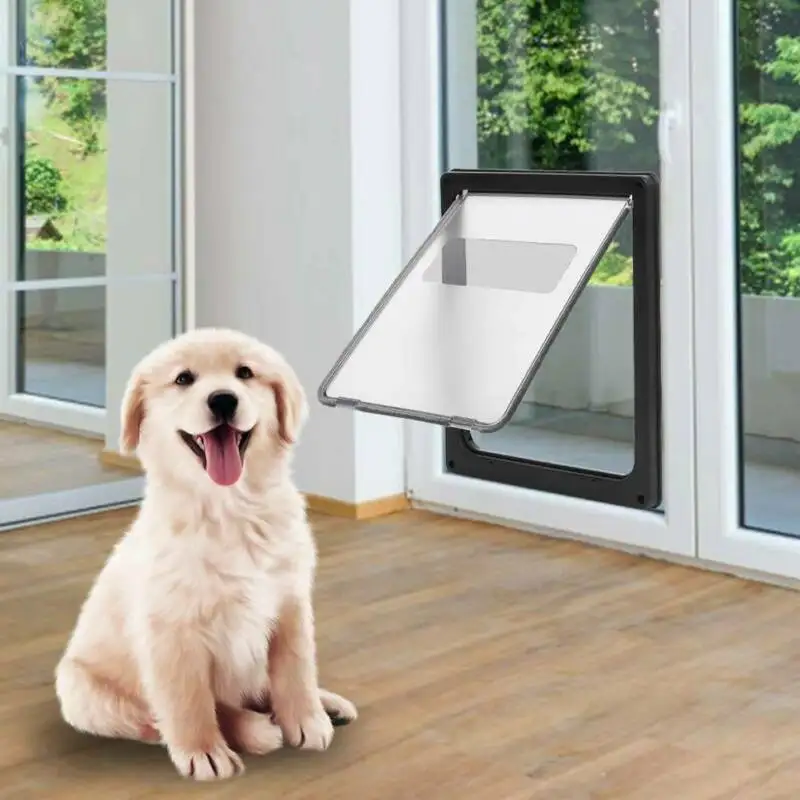 Dog Cat Flap Door Lock Security Flap Door Dog Cat Kitten Puppy Safety Gate ABS Plastic Large Pet Supplies