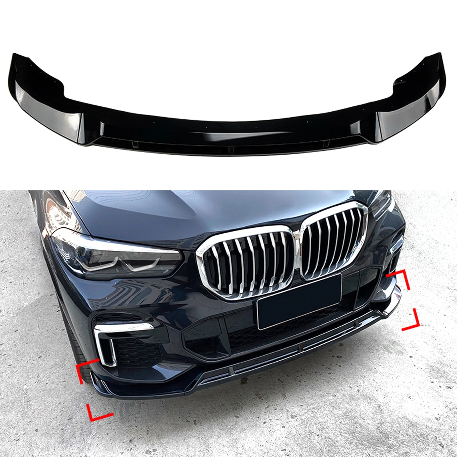 Lame de pare-choc avant pour BMW X5 G05 M dehors 2019 2020 2021 2022, protection inférieure, séparateur, noir brillant, aspect fibre de carbone