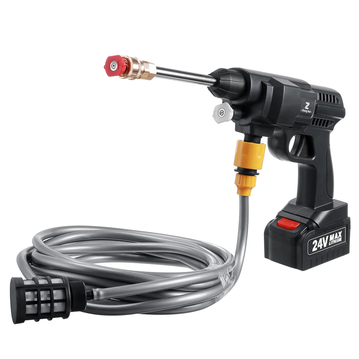 600w 100bar Wireless High Pressure Car Wash Washer Gun 24v 7500mah